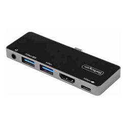 USB C MULTIPORT ADAPTER - USB-C TO 4K 60HZ HDMI 2.0 100W POWER DELIVERY PASS-THROUGH CHARGING 3-PORT USB 3.0 HUB AUDIO - USB-C MINI DOCK - PORTABLE USB TYPE-C TRAVEL DOCK