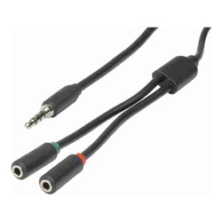 Digitech 3.5mm 4 Pole Plug to 2 x 3.5mm Socket Cable 250mm