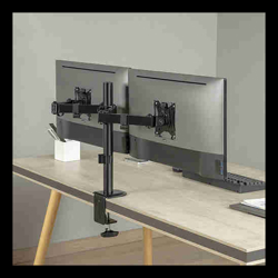 Brateck Dual-Monitor Steel Articulating Monitor Mount Fit Most 17"-32" Monitor Up to 20KG VESA 75x75,100x100(Black)(LS)