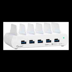 Oxhorn PoverDelivery150W 5 Port (A+C) Fast Charging Dock with build-in rack5 Port USB-A USB-C PD3.0 QC4.0 PPS 100-240V AC input White