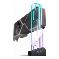 Antec RGB GPU Support Bracket Graphics Card Holder Addressable RGB 5V 3PIN RGB Connector. Tempered Glass Black