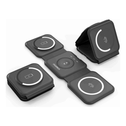 CHOETECH T588-F-BK 3-in-1 Foldable Fast Wireless Charger for Phone/Watch/Earphone