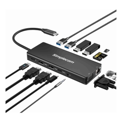 Simplecom CHN613 USB-C 13-in-1 Multiport Docking Station Dual HDMI + VGA Triple Display USB 3.2 Gen 2 10Gbps