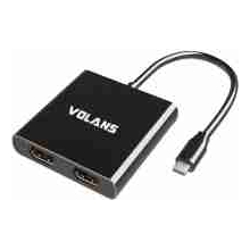 Volans VL-UC2H Aluminium USB-C to Dual HDMI 2.0 Adapter ? 4K@60Hz 1 Year Warranty