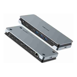 Volans VL-UCDLMD, Aluminum 14-in-1 Quadruple 4K Display Multifunctional USB-C Docking Station, 100W, 2xDP, 2xHDMI, 4xUSB, 1xGbE Port, 1x3.5mm Jack, 1xSD Card Reader, 1xMicroSD Card Reader, 1 Year Warr