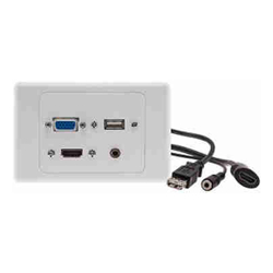 1 X HDMI 1 X VGA 1 X USB & 1 X 3.5mm Audio Clipsal 2000 White Wall Plate with Panel Mount Cables