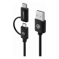 ALOGIC 1M USB 2.0 USB-A TO USB-C & MICRO USB-B COMBO CABLE FOR CHARGE & SYNC MALE TO MALE