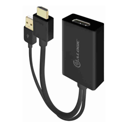 HDMI MALE TO DISPLAYPORT FEMALE ADAPTER WITH USB CABLE FOR POWER - BLACK
