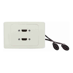 ALOGIC 2 X HDMI Horizontal Clipsal 2000 White Wall Plate with Panel Mount Cables