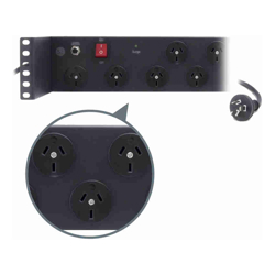 Serveredge 2RU Basic 3m 10 Port PDU (10) 3 Pin AUS GPO Output (1) 3 Pin Aus Plug Input 10A 240V W/ Recessed Brackets