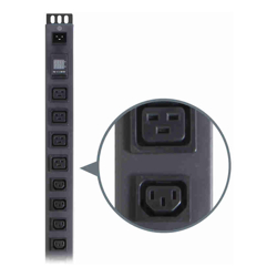Serveredge Basic Metered Vertical 20 Port PDU(16) IEC C13 Output (4) IEC C19 Output (1) IEC C20 input W/ Local Current Monitor & 2m power cable W/ Captive Plug15A240V
