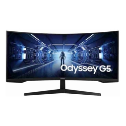 Samsung 34" Odyssey G55T WQHD Curved 3440x1440 21:9 1000R 165Hz 1ms 250 cd/ FreeSync VA DP HDMI Headphone Tilt VESA Gaming Monitor Black 3YR