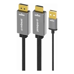 mbeat Tough Link 1.8m HDMI to DisplayPort Cable with USB Power  4K@60Hz (3840?2160), 1440p@120Hz, 1080p@120Hz