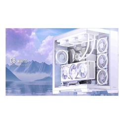 Antec C8 E-ATX, mATX, ITX, Seamless Edge View Front and Side, USB-C, 4mm Tempered Glass, 360mm liquid cooler top, bottom, side. 2x USB 3.0 White Case