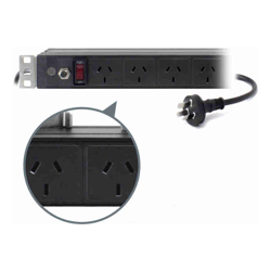 Serveredge Basic 1RU 8 Port PDU (8) 3 Pin AUS GPO Output (1) 3 Pin Aus Plug input 10A 240V