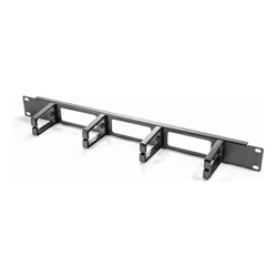 Serveredge 1RU Horizontal 4 RING Cable Management Rail - Metal Body Plastic Fingers and Rear Cable Entry Holes 