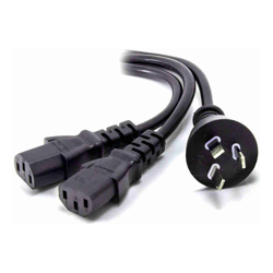 ALOGIC 2m Aus 3 Mains Plug to 2 X IEC C13 Y Splitter Cable - Male to 2 X Female Cable