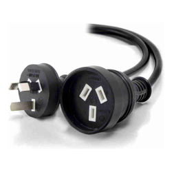 ALOGIC 2M AUS 3 PIN MAINS POWER EXTENSION CABLE BLACK MALE TO FEMALE