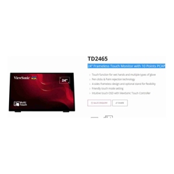 ViewSonic 24" TD2465 Frameless Touch Monitor with 10 Points PCAP