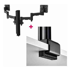 Atdec AWMS-2-4640 Dual 18.11" Monitor Arms on 15.75" Post and C Clamp Desk Fixing Black