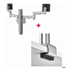 Atdec AWMS-2-4640 Dual 18.11" Monitor Arms on 15.75" Post and C Clamp Desk Fixing, Silver