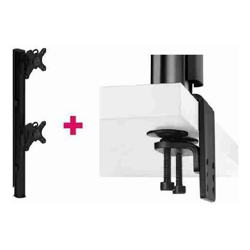Atdec AWMS-2-LTHT75 Post Mounted Dual 49" Display Stand and Heavy-Duty F Clamp Desk Fixing, Black