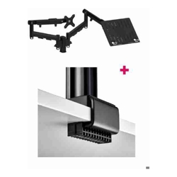 Atdec AWMS-2-ND13 Dual Notebook and Monitor Combo 24.33" Dynamic Arms on 5.31" Post and C Clamp Desk Fixing Black