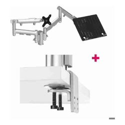 Atdec AWMS-2-ND13 Dual Notebook and Monitor Combo 24.33" Dynamic Arms on 5.31" Post and Heavy-Duty F Clamp Desk Fixing Black