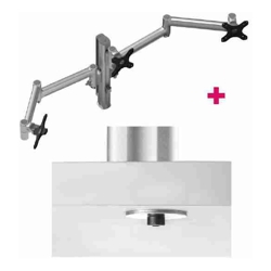 Atdec AWMS-3-13714 Triple 5.11" and 27.95" Monitor Arms on 15.75" Post and Bolt-Through Desk Fixing Silver