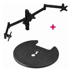Atdec AWMS-3-13714 Triple 5.11" and 27.95" Monitor Arms on 15.75" Post and Grommet Clamp Desk Fixing, Black