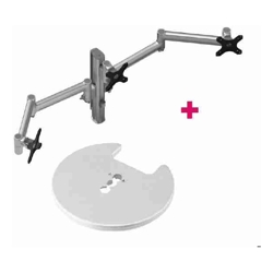 Atdec AWMS-3-13714 Triple 5.11" and 27.95" Monitor Arms on 15.75" Post and Grommet Clamp Desk Fixing, Silver