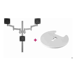 Atdec AWMS-3-TH467 Triple Monitor "Stack" Desk Mount and Grommet Clamp Desk Fixing, Silver