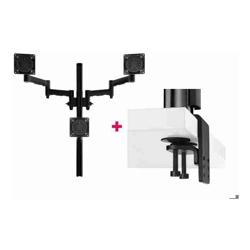 Atdec AWMS-3-TH467 Triple Monitor "Stack" Desk Mount and Heavy-Duty F Clamp Desk Fixing Black