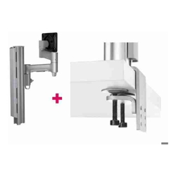 Atdec AWMS-4640 Single 18" Monitor Arm on 15.7" Post and Heavy-Duty F Clamp Desk Fixing, Silver