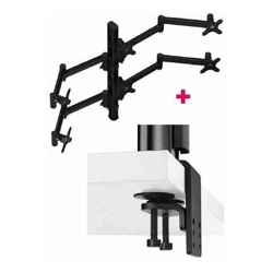 Atdec AWMS-6-13717 Six Monitor Arm 29.5" Post Desk Mount and Heavy-Duty F Clamp Desk Fixing Black