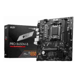 MSI PRO B650M-B, mATX, AMD AM5, 2xDDR5, 1xM.2+4xSATA 6Gb/s, RAID, 2xPCIe, 1xHDMI, 1xVGA, GbE LAN, 4xUSB3.0, 2xUSB2.0, RGB, 3 Year Warranty