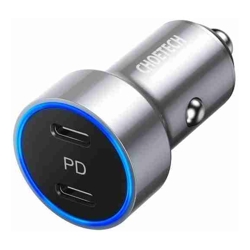 Choetech C0054-SL Dual Port PD 40W USB-C Car Charger Adapter Silver