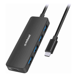 mbeat 4-Port USB-C Hub with USB-C DC Port  Compact and Portable Design  Flexible Device Connectivity