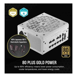 Corsair RMx Shift White Series RM850x Shift White 850 Watt 80 PLUS GOLD Fully Modular Power Supply