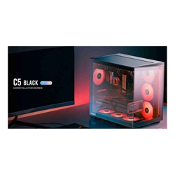 Antec C5 ARGB ATX, mATX Seamless Edge to Edge, Black Gaming Case, 270 degrees, 7x ARGB + PWM FAN Controller,  Back Connect Motherboard, Dual Chamber