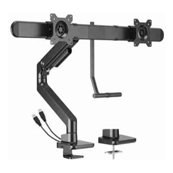 Brateck LDT81-C022UC-B NOTEWORTHY GAS SPRING DUAL MONITOR ARM WITH USB-A/USB-C PORTS Fit Most 17"-32" Monitor Fine Texture Black(new)