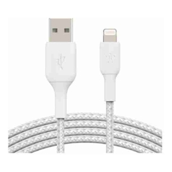 Belkin 2M USB-A TO LIGHTNING CHARGE/SYNC CABLE BRAIDED MFi WHT 2 YR WTY