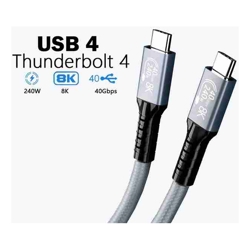 Pisen BoostUp Thunderbolt 4 USB-C to USB-C Cable (1M) Black USB4 40Gbps240W8K/60Hz4K Video Edit Best for Laptop iPhone iPad Samsung Galaxy