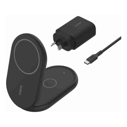 Belkin BoostCharge 2-in-1 Magnetic Wireless Foldable Charger with Qi2 15W-Black (WIZ028auBK)36W USB-C PSUCharges 2 DeviceCEW $25002 Years Warranty