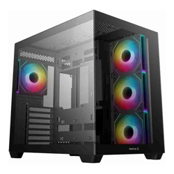 DeepCool CG530 4F ATX Case, Tempered Glass,4 Pre-Instaled Fans, USB3.0x2Gen2 Type-C x1Audio/Micx1, Cable,  Supports Rear Connector