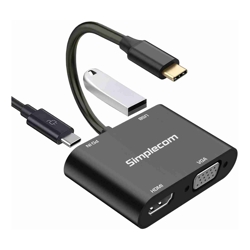 Simplecom DA440 4-in-1 USB-C Multiport Adapter with Power Delivery USB 3.0 VGA HDMI