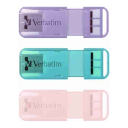 Verbatim Pop-Up 32GB USB 2.0 Triple Pack Assorted Pastel Colours Aqua Pink Purple 66760
