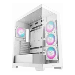 Deepcool CG580 4F WH (White)Panoramic ATX Mid-Tower Case 4 x Pre Installed Fans Single Chamber Support Up to 2x 360mm Radiators Front 2x USB3.0