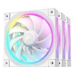 DeepCool FL12 3IN1 WH (3-Pack) 120mm Unique ARGB Fans, Low Noise, 4-pin PWM, Fluid Dynamic Bearing, Addressable RGB LED