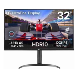 LG 32" (16:9) UHD, VA, HDMI(2), DP, HDR10, TILT, H/ADJ, SPKR, 3YR